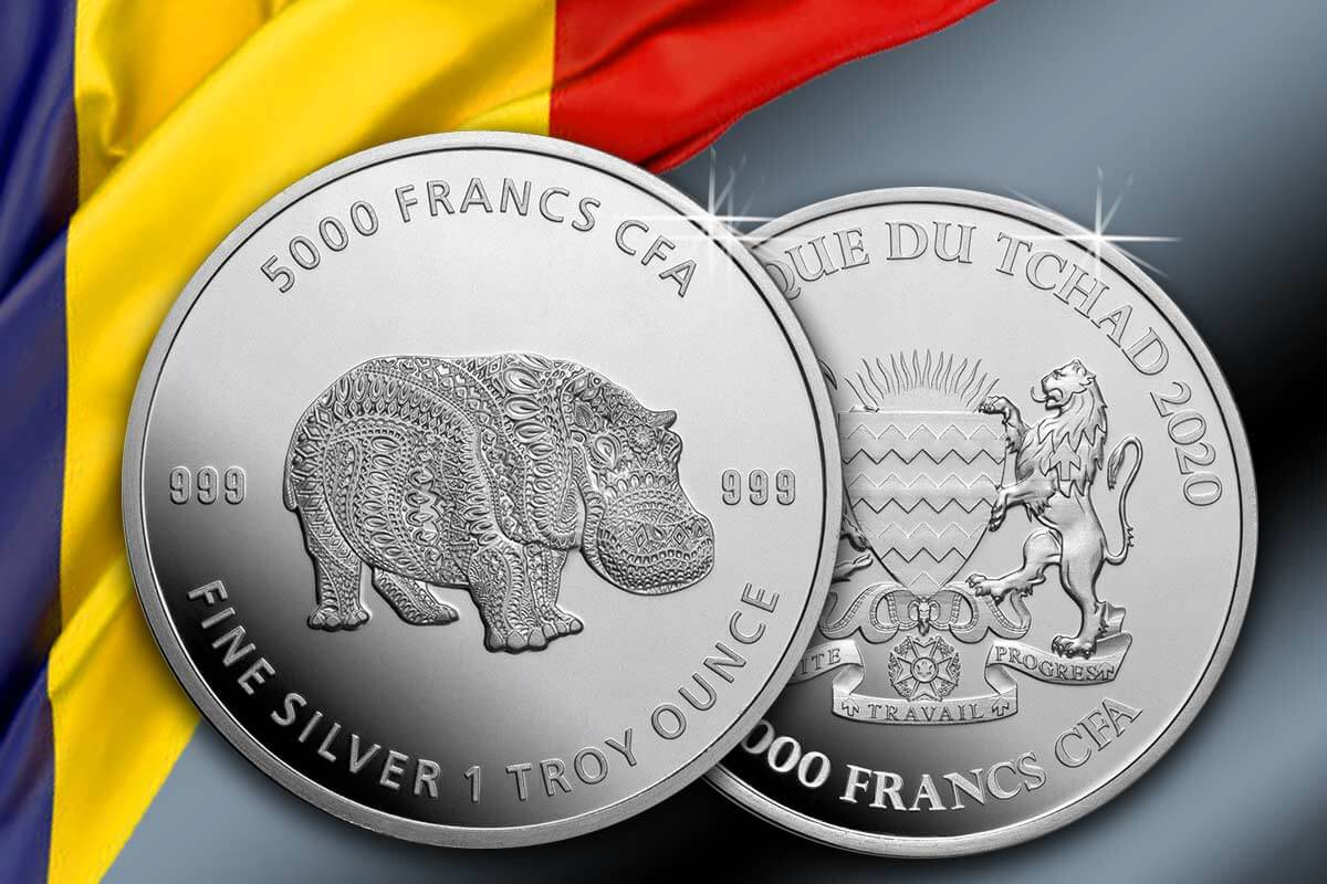 Mandala Tschad 2020 Hippo in Silber: Neues Motiv hier!