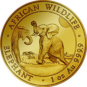 Somalia Elefant Goldmünze